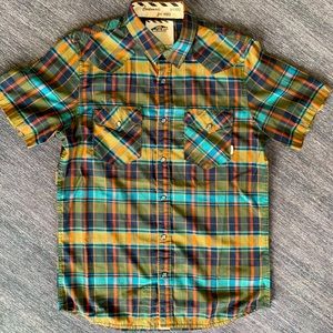 Vans Off The Wall Men’s S/S Plaid Pearl Snap Button Up (S) Shirt